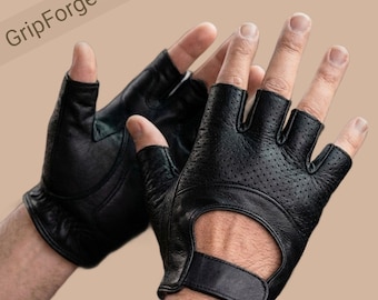 SCHOTT N.Y.C 1980s Men Winter GLOVES & Logo ~ Black Leather