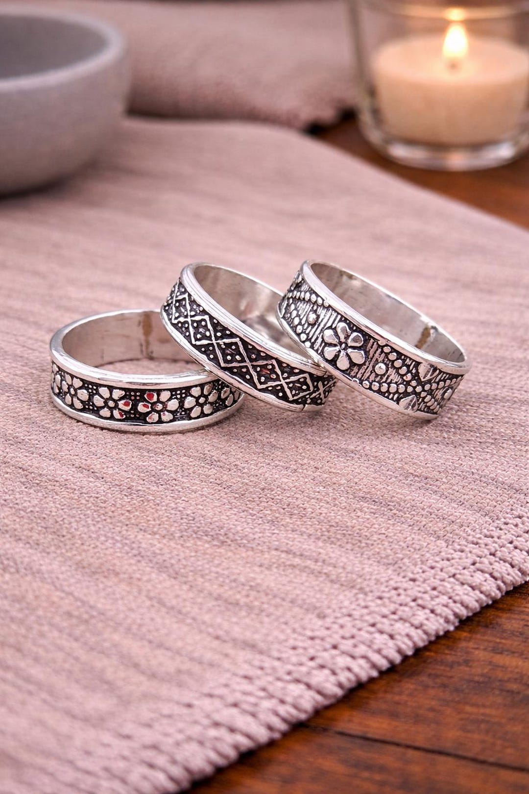 Set of 3 Sterling Silver Stack Rings, Trendy Ring Set, Dainty Silver ...