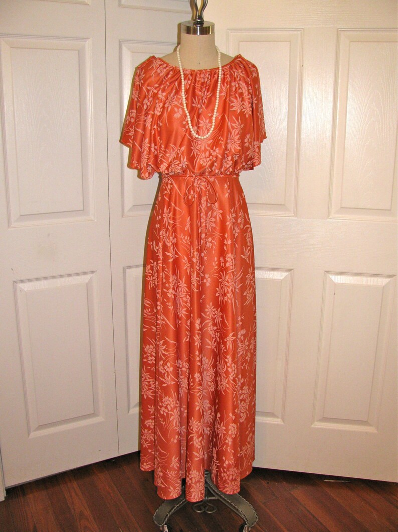 orange print maxi dress