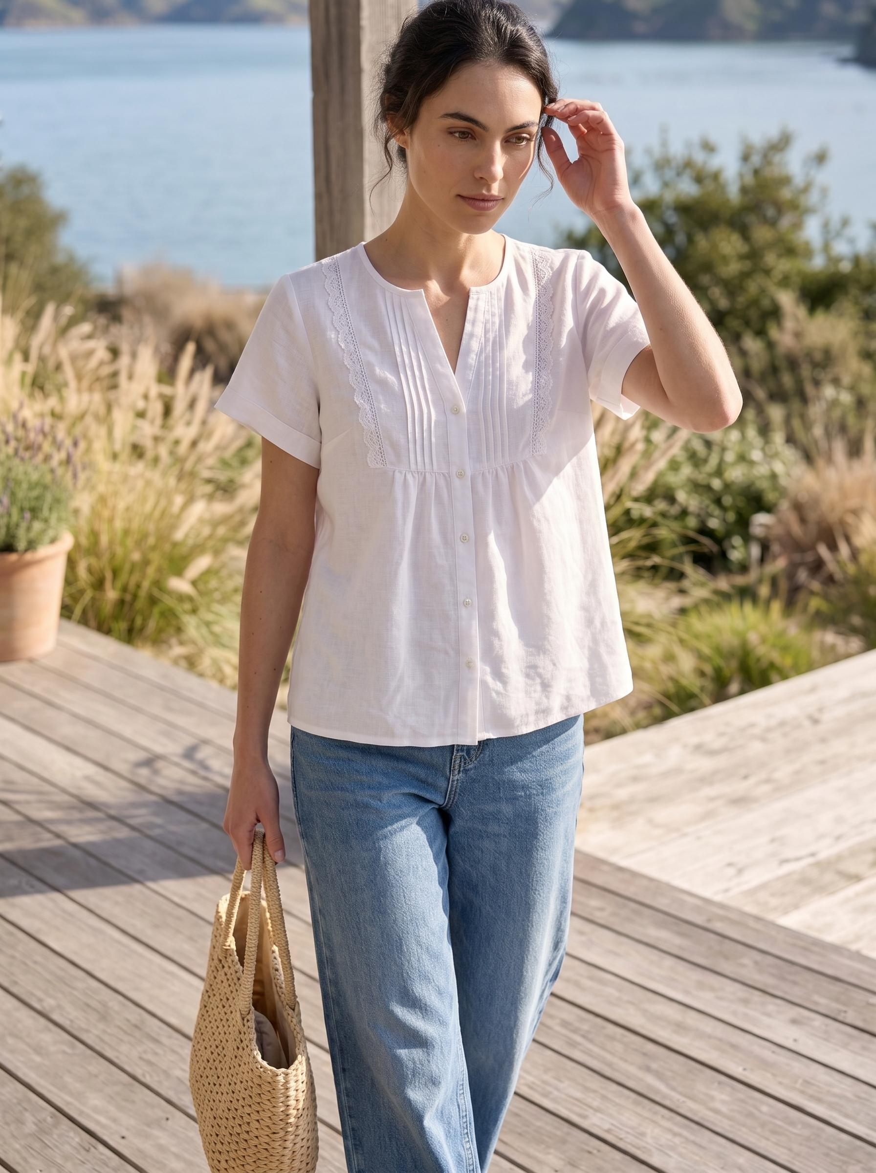 Pintuck Lace Blouse - Etsy