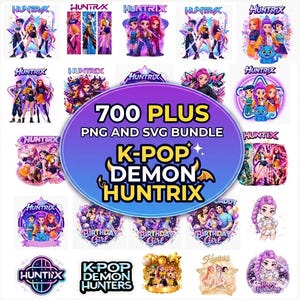 K-Pop Demon Huntrix PNG SVG-paket, Chibi Anime Girl Mega Pack (Kommersiellt bruk)