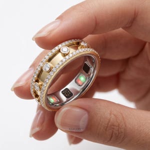 14K Gold Oura Ring Cover Gen 4 & Gen 5 | Diamond Smart Ring Jacket | Moissanite Protector Wrap | Pave Guard Accessory