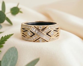 14K Gold Diamond Oura Ring Cover Gen 4 | Smart Ring Jacket | Baguette Diamond Geometric Wrap | Gen 4 Ring Huggie Accessory