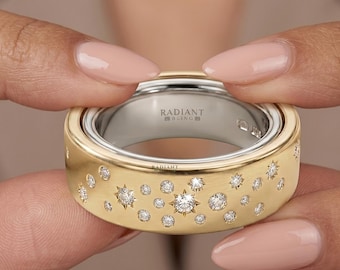 14K Gold Celestial Oura Ring Cover Gen 4 Diamond Starburst Smart Ring Jacket Solid Gold Oura Wrap Protector Huggie by Radiant Bling