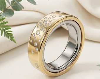 Solid 14K Rose Gold Oura Ring Gen 4 Cover Starburst  Diamond Smart Ring Protector Luxury Tech Jewelry Jacket Ring Guard