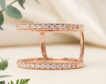 Oura Ring Jacket, Ring Enhancer for Oura Ring Gen 3 & Gen 4, 14K Rose Gold Ring Guard Diamond Stacking Ring Anniversary Gift for Her
