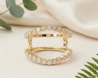 Moissanite Oura Ring Cover Gen 4 Solid Gold Smart Ring Jacket Round Bezel Set Diamond Wrap Protector  Huggie Accessory Radiant Bling