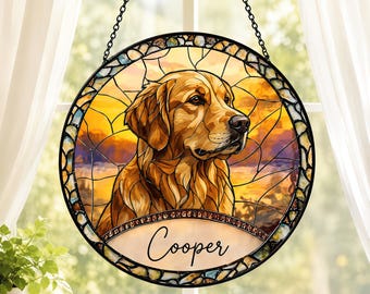 Personalized Pet Stained Glass Suncatcher, Custom Dog Window Hanging, Pet Memorial Gift,Personalized Dog Ornament,Stained Glass Window Decor