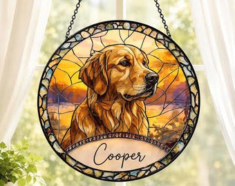 Personalized Pet Stained Glass Suncatcher, Custom Dog Window Hanging, Pet Memorial Gift,Personalized Dog Ornament,Stained Glass Window Decor