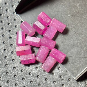 13 Raw Pink Ruby Crystals,Barrel Shape,July Birthstone 7/8 for jewellery making