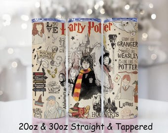 Adesivo para copo térmico Harry Potter Wizard | Adesivo para copo térmico fino de 590 ml (20 oz) PNG (Download digital)