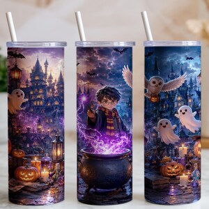 Harry Potter Halloween 20oz Skinny Tumbler-Folie (PNG), Hogwarts Hedwig Geisterkessel-Sublimationsdesign, Digitaler Download