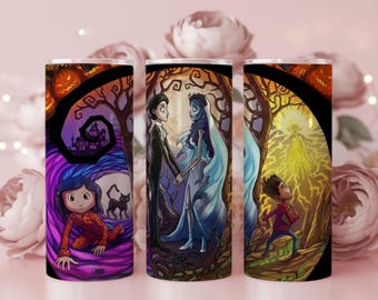 Vaso de 20 oz inspirado en Coraline PNG / Descarga digital para sublimación. Envoltura delgada para vaso.