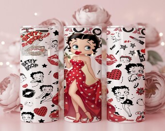 Betty Boop Red Dress Tumbler Wrap PNG | Retro Glam Sublimation Design (Digital Download)
