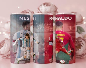 Tumbler Wrap Soccer Legends | Messi vs Ronaldo (digitale download, png: 20 oz en 30 oz, taps toelopend/recht)