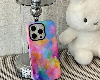 Rainbow Watercolor Gradient Phone Case,Dreamy Cosmic Nebula Phone Case,Compatible For iPhone 17 16 15 14 13 12 Pro Max,Samsung S25 24 Ultra