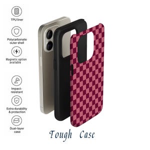 Rosa Rött Schackskal, Flickigt Mobilskal, Trendig Modedesign, Kompatibelt med iiPhone 17 16 15 14 13 12 Pro Max, Samsung S25 24 Ultra bild 8