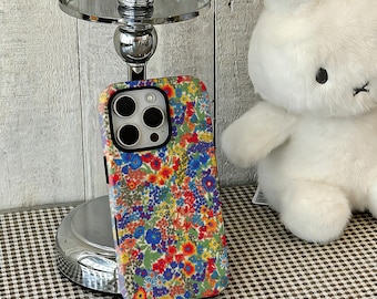 Colorful Crushed Flowers Case,Liberty Dense and colorful floral patterns, For iPhone 17 16 15 14 13 12 Pro Max,Samsung S25 24 Ultra