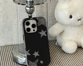 Funda para teléfono con diseño de estrella grunge, funda con diseño de estrella Y2K, funda con ilusión óptica, estilo gótico psicodélico, para iPhone 17 16 15 14 13 12 Pro Max y Samsung S25 24 Ultra.