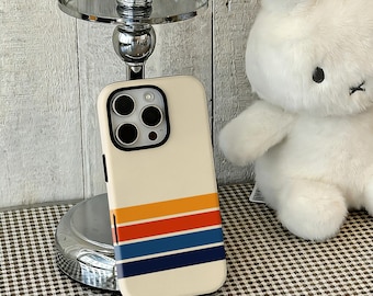 Retro-ränderigt skal, färgglatt med vintage-vibbar, kompatibelt med iPhone 17 16 15 14 13 12 Pro Max, Samsung S25 24 UltraUltra.