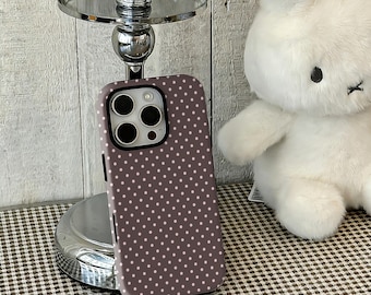 Funda para teléfono con lunares en marrón y rosa, diseño suave y adorable de niña, estilo Y2K, compatible con iPhone 17, 16, 15, 14, 13, 12 Pro Max y Samsung S25 y S24 Ultra.