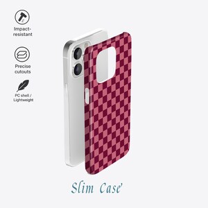 Rosa Rött Schackskal, Flickigt Mobilskal, Trendig Modedesign, Kompatibelt med iiPhone 17 16 15 14 13 12 Pro Max, Samsung S25 24 Ultra bild 7