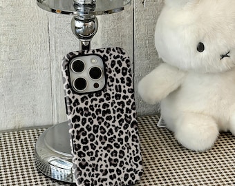 Funda rígida con diseño de leopardo color canela, diseño moderno, compatible con iPhone 17, 16, 15, 14, 13, 12 Pro Max y Samsung S25 y S24 Ultra.