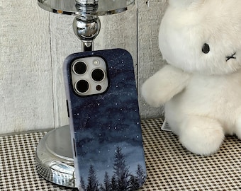 Starry Forest Pattern Case - Atmospheric Retro Protector, Chic,  Compatible with iPhone 17 16 15 14 13 12 Pro Max, Samsung S25 24 Ultra