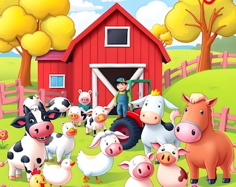 Farm Animals Coloring Book Printable | Farm Life Scene Coloring Pages | Kids Farm Day Activities | Instant Download PDF