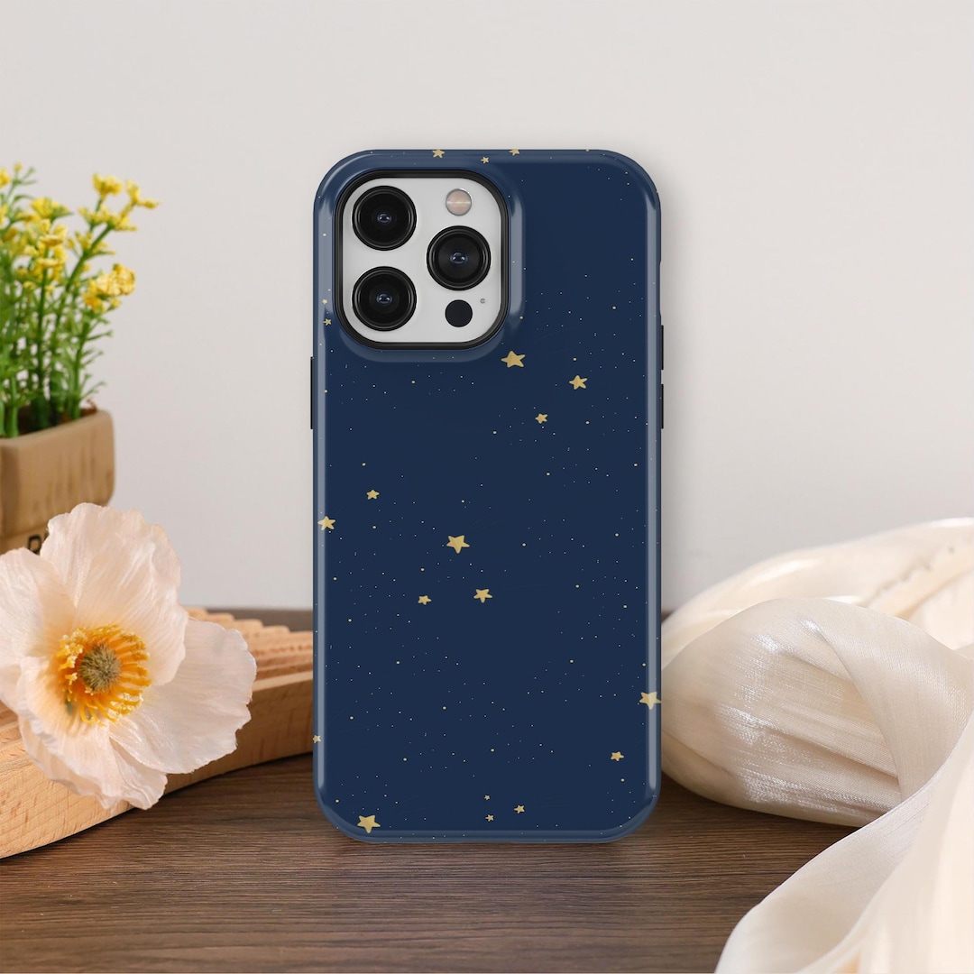 Gold Star Night Sky Phone Case Navy Blue Celestial Cover Foriphone 17 ...