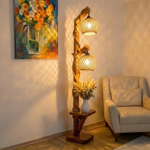 Lampada da terra vintage squadrata metallo nero oro - 72A2