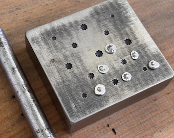Flower Pattern Jewelry Marking Punch Die Set Indian Navajo Style Metal Stamps Silversmith Tool for Gold Silver Copper Hand Craft Pressing