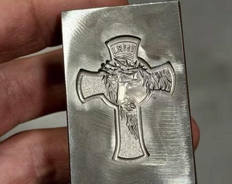 3D Jesus Christ Crucifix Metal Stamp INRI Cross Embossing Die Catholic Branding Tool Jewelry Mold