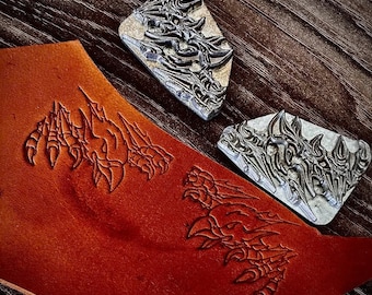 2 pezzi Timbro con logo in pelle Eagle Line in lega di alluminio Stampo per goffratura Pressa idraulica Strumento per intaglio e stampaggio della pelle 30 x 45 mm