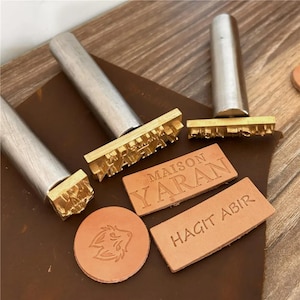Logotyp Anpassad Läderstämpelset Mässing Metall Stämpling Punch Carving Press Varumärke Personlig Knackningsstång