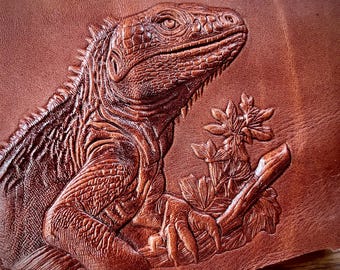 3D Lizard Leather Embossing Stamp Hydraulic Press Aluminum Tool Professional Leathercraft Mold Detailed Relief 80x95mm