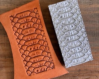 Dragon Scale Pattern Leather Embossing Stamp Crocodile Fish Skin 3D Leathercraft Mold Carving Shaping Tool 30x66mm
