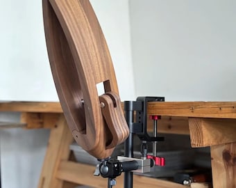 Abrazadera de costura de cuero multifuncional de 360 grados, de madera de nogal negro, herramienta para manualidades de poni y caballo, de apertura rápida.