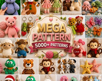 Pacchetto di oltre 5000 modelli all'uncinetto, modelli Amigurumi in PDF, modelli di animali all'uncinetto, progetti fai da te all'uncinetto, mega collezione di modelli