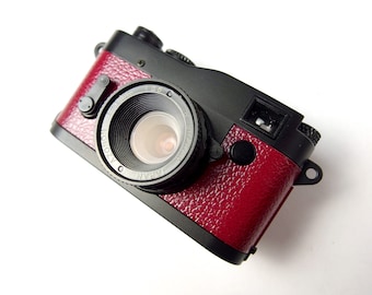 Sharan B Tiny Rangefinder with Film - Rare Wine Red Minox Subminiature Camera by MegaHouse, Japan, 2000, No. 103/333