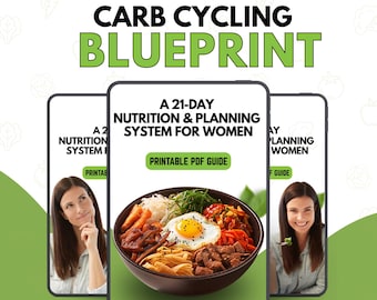 Carb Cycling Meal Plan for Women | 21-Day High Protein Weight Loss Guide | Fat Loss & Hormone Balance Printable | PCOS Friendly Diet Planner
