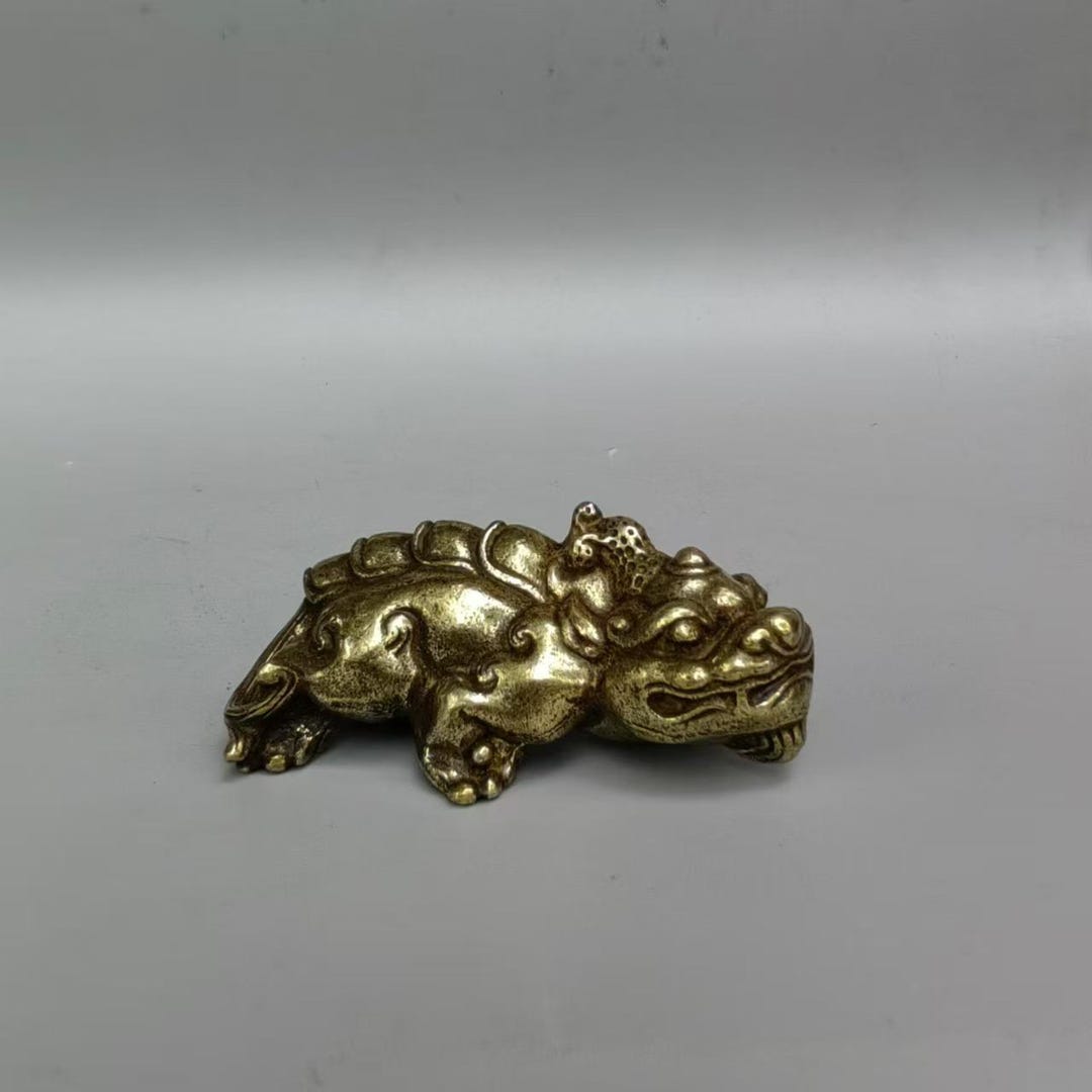 Vintage Brass Mother & Son Pixiu Figurine – Chinese Feng Shui Wealth ...