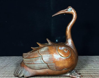 Reiner Kupferkran-Form-Weihrauchbrenner, Vintage Vogel-Aroma-Räuchergefäß