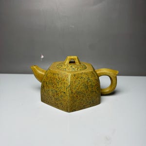 Hexagonal Marbled Clay Zisha Teapot, Lv Yaochen Mark Raw Mixed Mud Yixing Tea Pot