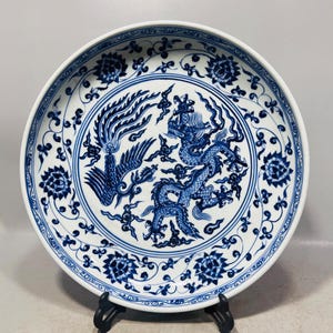 Vintage Blue Dragon Asian Plates - Etsy