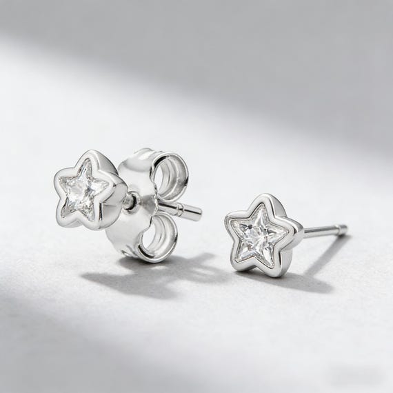 Tiny Cute Star Charm • 925 Silver Face Slimming S… - image 1