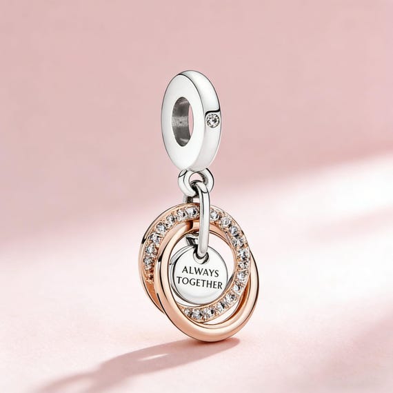 Delicate Interlocking Circles Pendant, Polished T… - image 2