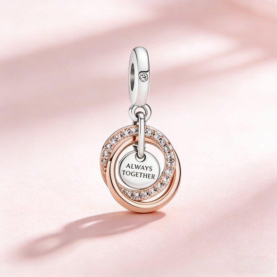 Delicate Interlocking Circles Pendant, Polished T… - image 4