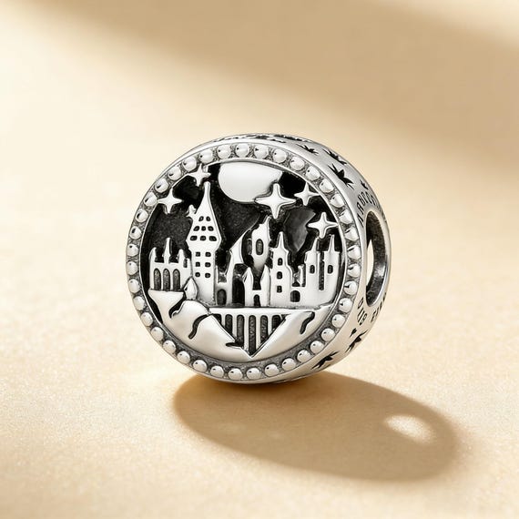 Handcrafted Magic Castle Dangle: 925 Silver Antiq… - image 1