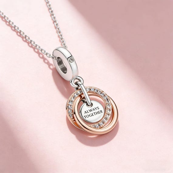 Delicate Interlocking Circles Pendant, Polished T… - image 3